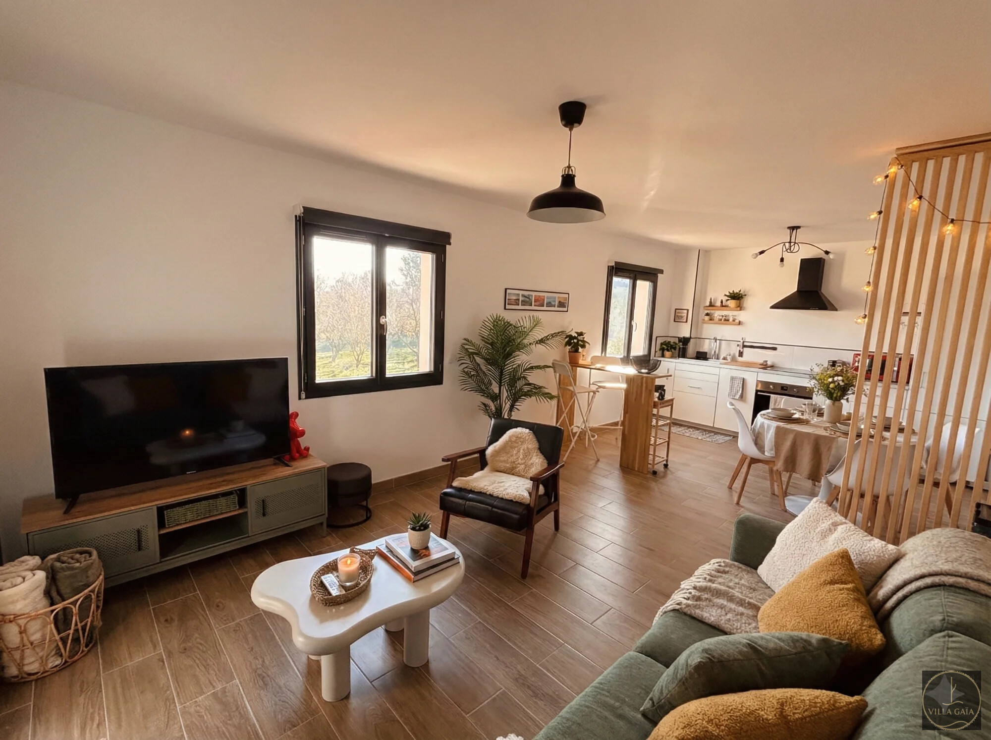 Séjour avec cuisine ouverte